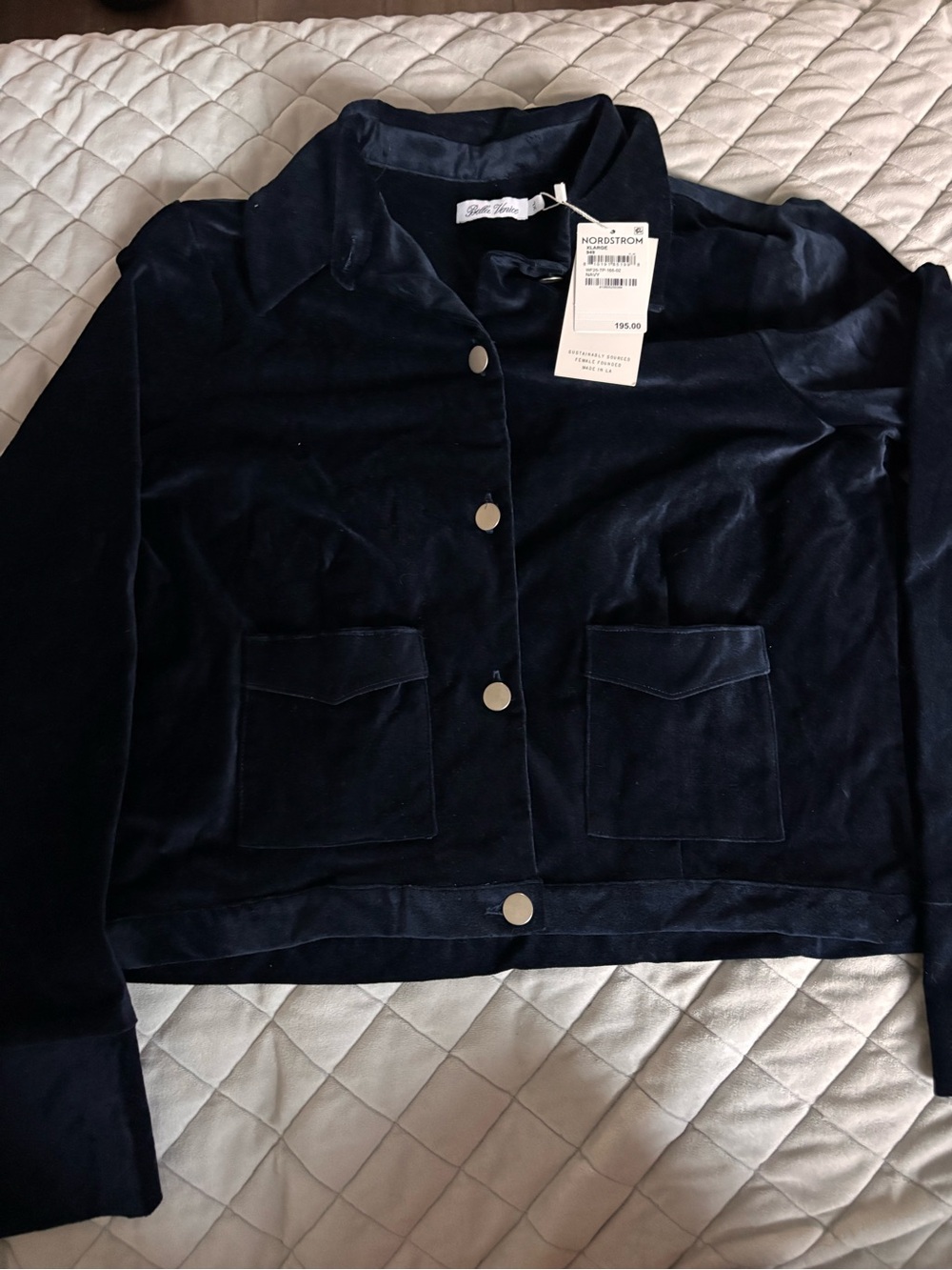 Blue Velvet Button-Front Jean Jacket by St. John Collection